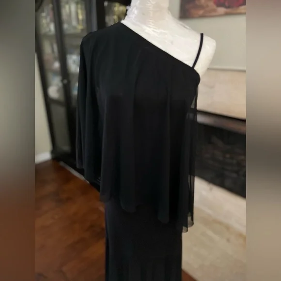 Ballroom Smooth one shoulder practice dance dress black - Picture 7 of 14